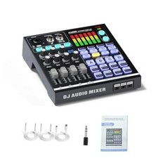 48V Podcast Sound Board BT DJ Mixer Audio Mixer for Live Streaming Portable