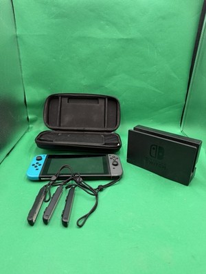 Nintendo Switch Neon-Blau/Grau Dock, Hülle & Riemen - getestet funktioniert (HAC-001(01)