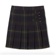French Toast Girls Pleated 2-Tab Green Plaid Scooter school Skirt size 18.5 Plus