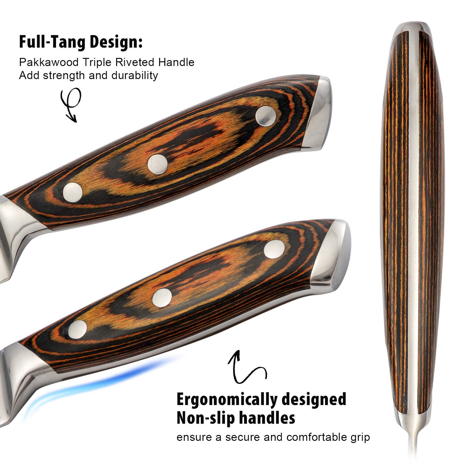 Kitchen Knife Set,15-Piece Knife Set With Block Wooden,Self Sharpening For Ch...