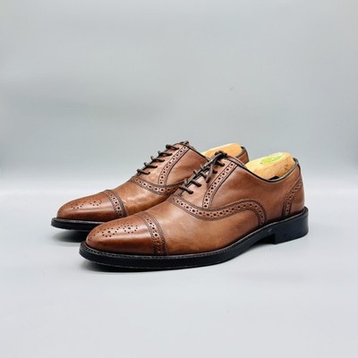 Johnston & Murphy Oxford Brogue Boots Mens Size 9W Brown Leather Ankle Lace Up Johnston & Murphy Men main image 4