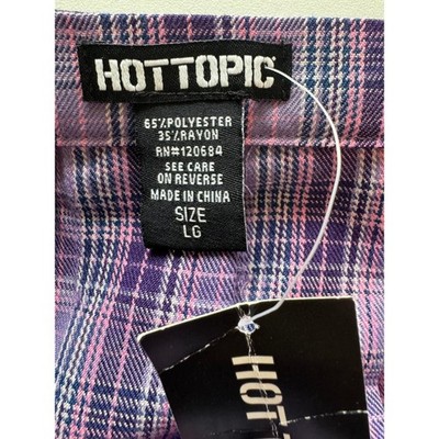 Hot Topic Purple Plaid Pleated Grommet Belt Mini Skirt LG 15870041