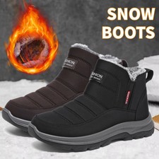 Men's Snow Boots Slip on Ankle Warm Short Causal Boots Winter Soft Plush Shoes