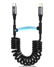 AGVEE 2 Pack 5ft Coiled USB-C to Lightning Cable MFI 5ft 5ft, Dark Gray