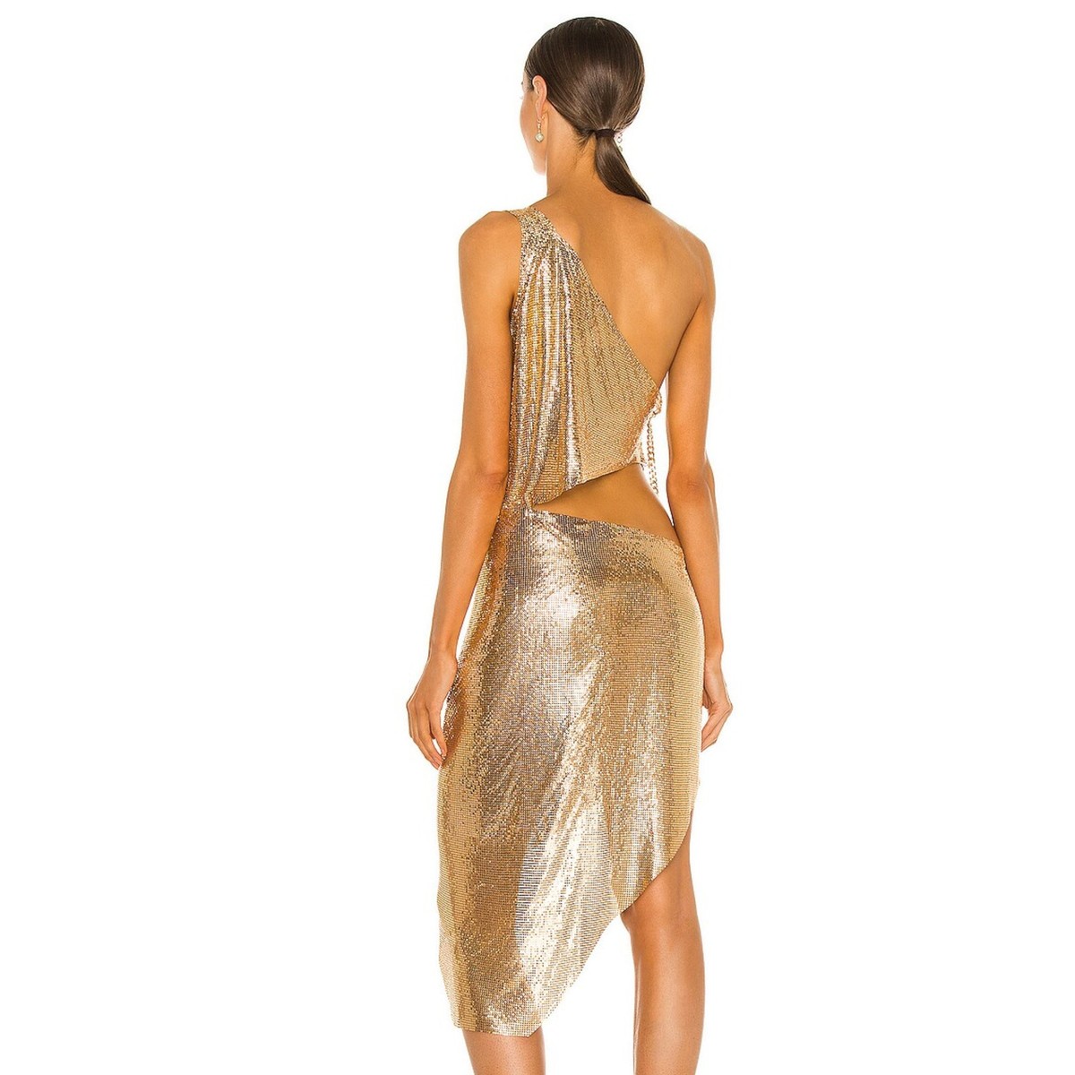 Bronx and Banco Xenia One Shoulder Dress in Metallic Gold Size