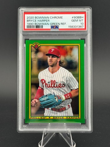 2020 Bowman Chrome 1990 - Bryce Harper [Green Refractor]  #90B-BH - 30/99 PSA 10