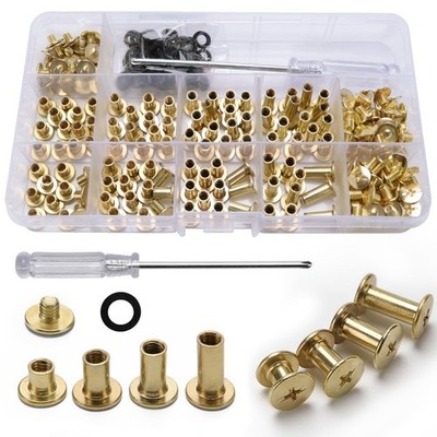 Assortment of 100 Chicago Screws, 4 Cross Round Screw Sizes for Me Binding