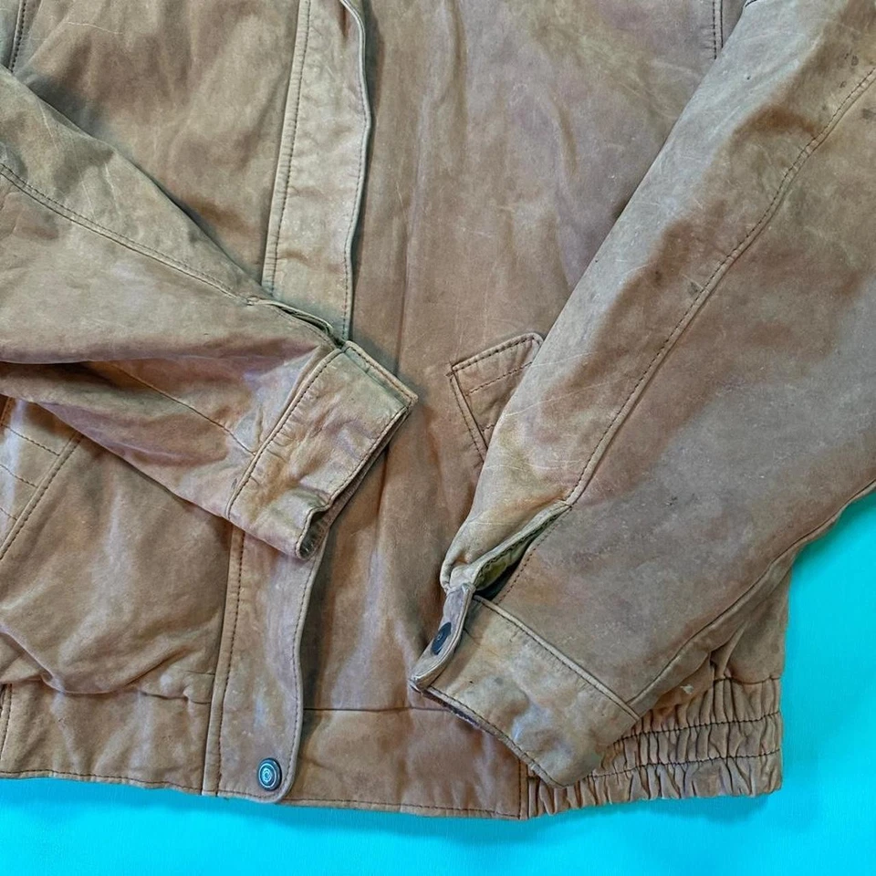 Chaqueta bomber vintage años 90 Londres niebla gamuza cremallera cuero genuino años 90 Foto 2 de 4
