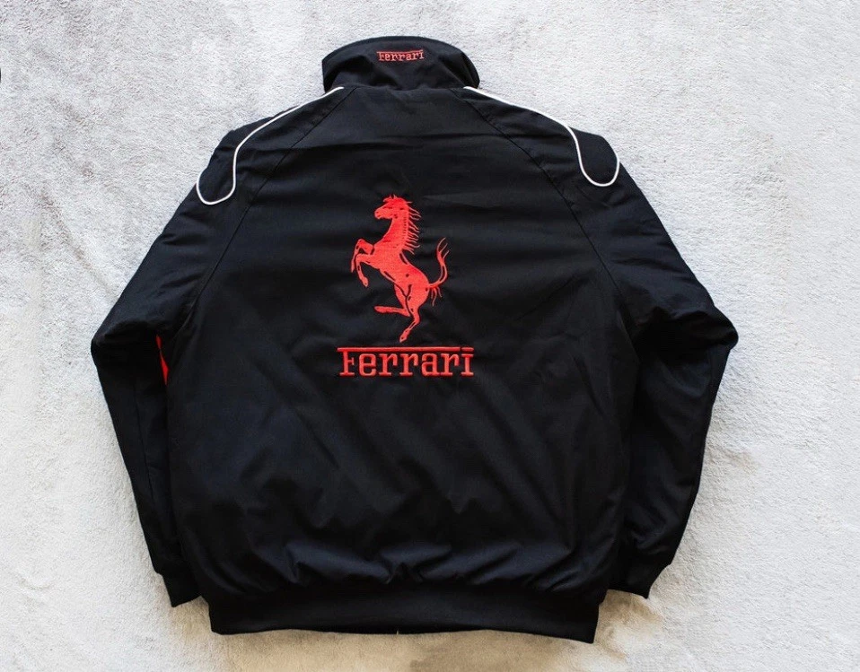 Vintage Ferrari Racing Jacket F1 Team Scuderia Embroidered Logo Mens  Red& White - Image 3 of 4
