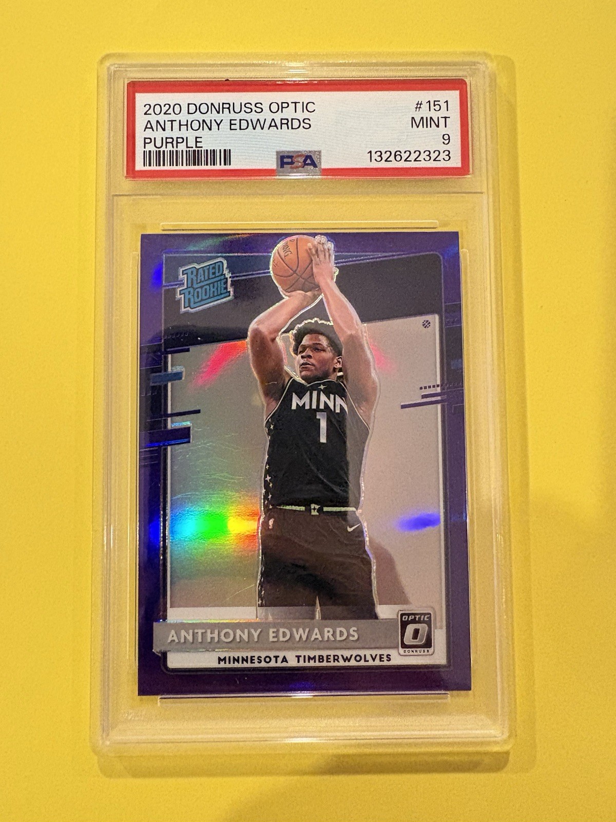 Anthony Edwards - 2020 Donruss Optic - Purple Prizm #151 - PSA 9