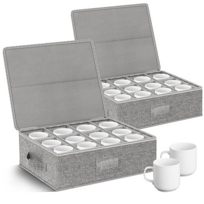 Coffee Mug Storage Box 2 Pack with Dividers, China Storage Containers Organiz...
