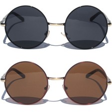 ROUND SUNGLASSES Big Circle Women Retro Hippie Metal Frame Shades