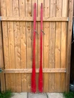 VINTAGE Wood Oars 83" Long Paddles Has Great Old RED Finish W/ Oarlocks
