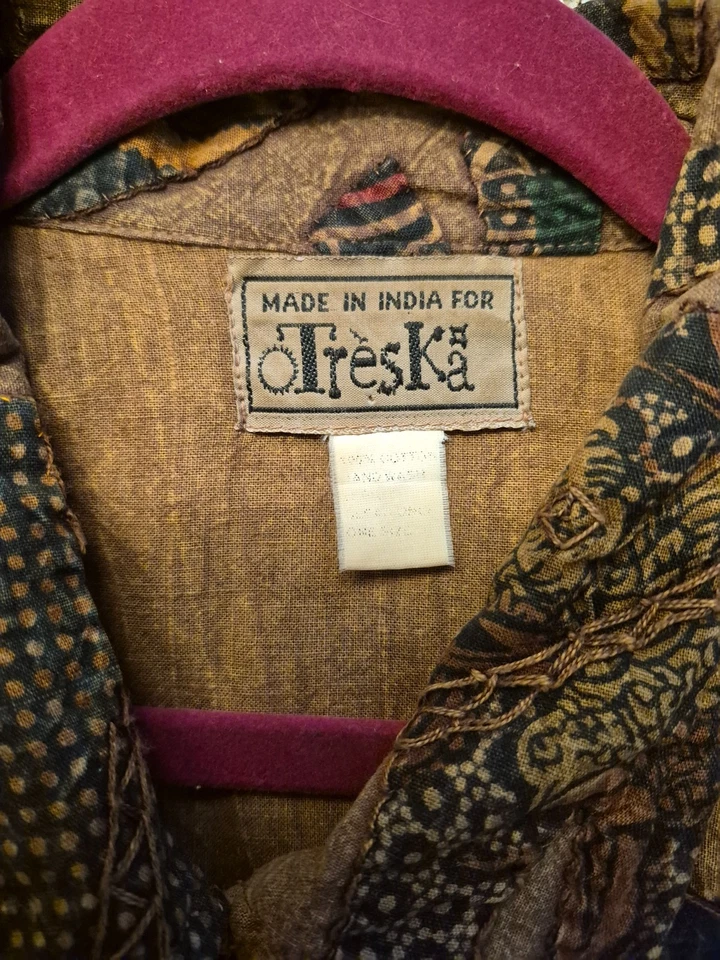 Chaqueta De Colección Años 90 Treska Elefante Apliques Algodón XL 2 Bolsillos Boho Artístico Hippie Foto 4 de 4