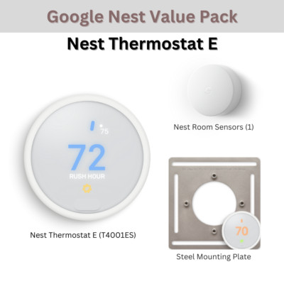 Nest Thermostat E plus one Temperature Sensor FREE mounting plate!