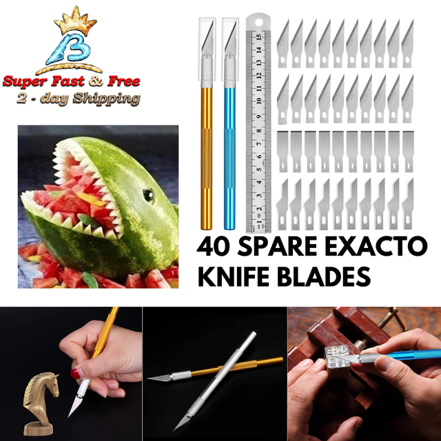 Kit 40 Exacto Knife Set Blades Refill Ruler Xacto For Craft Cutting And
