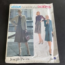 Vintage Vogue 2550 Jacket Inverted Pleat Skirt Tie Collar Blouse Top Pattern 10