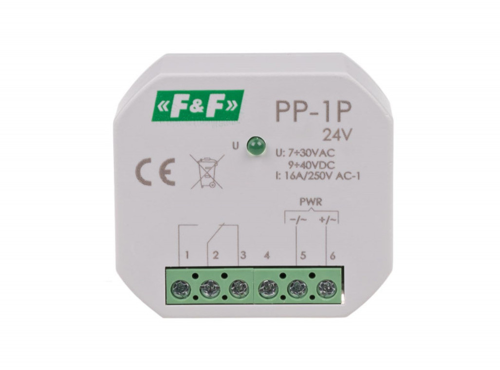 F&F PP-1P Elektromagnetisches Relais 24V 16A 1x NO/NC Schalter Beleuchtung Licht