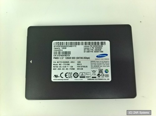 128GB Lenovo 45K0639 SSD (Samsung  MZ7TE128HMGR-000L1) 16200604 SATA 2,5 Zoll 1A