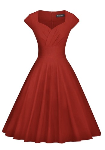 GownTown 1950’s Like Vintage RED Rockabilly Swing Stretchy Dress SIZE MEDIUM NWT