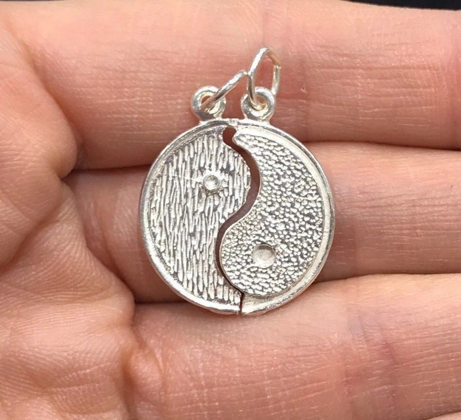 NEW Sterling Silver Yin Yang Pendant 925 Break Charm S S Dark Light Yoga Spirit