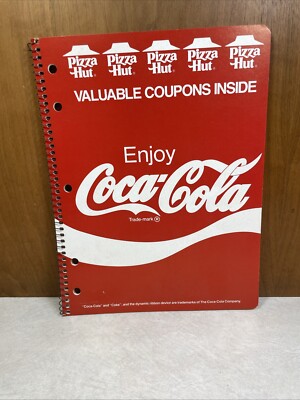 Coke Spiral Notebook Paper Coca-Cola 1980s 80s Pizza Hut Vintage 1985 excuse me