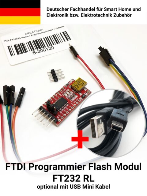 Flash- / Programmiermodul FTDI FT232RL Tasmota Sonoff Shelly Gosund + Zubehör