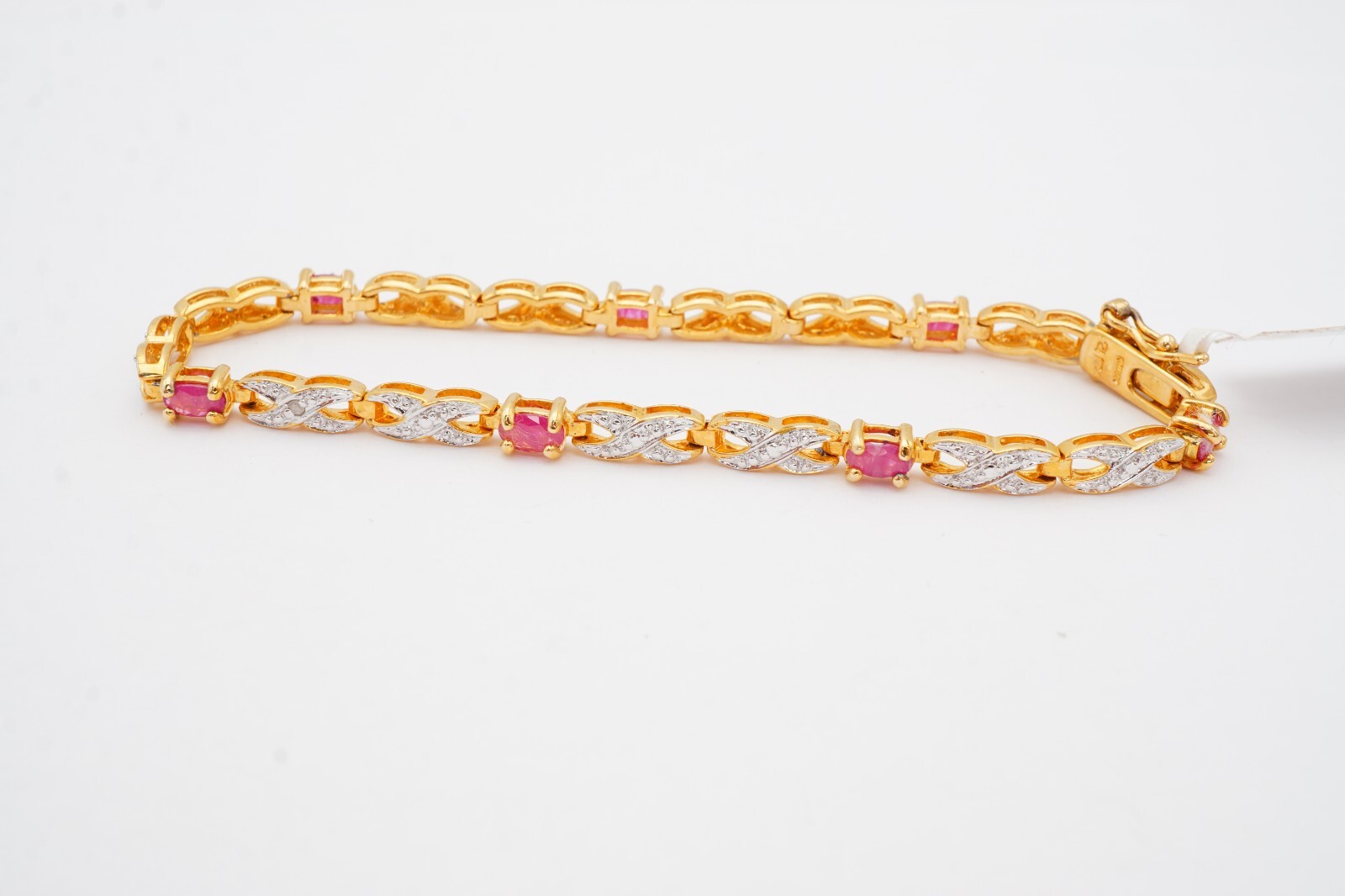 Ross Simons Ruby Diamond Bracelet Gold Plated Ste… - image 3