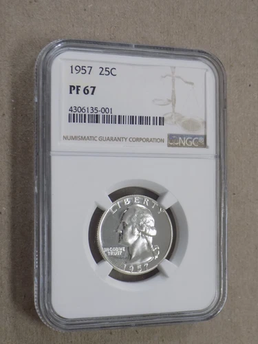 1957 25C Proof Washington Silver Quarter - NGC PF 67