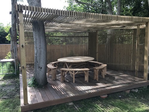 1 X 4ft Curved Garden Bench BBQ Fire Pit Social Circle Schools Scouts Meetings - Picture 12 of 12