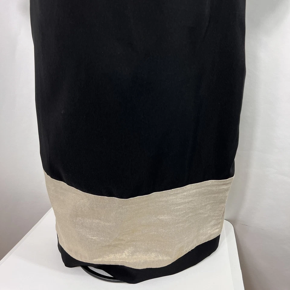 Vestido recto Notations para mujer XS manga corta por encima de la rodilla negro dorado banda elástica Foto 4 de 4