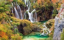 Landscape nature waterfall national park croatia Custom Gaming Mat Desk