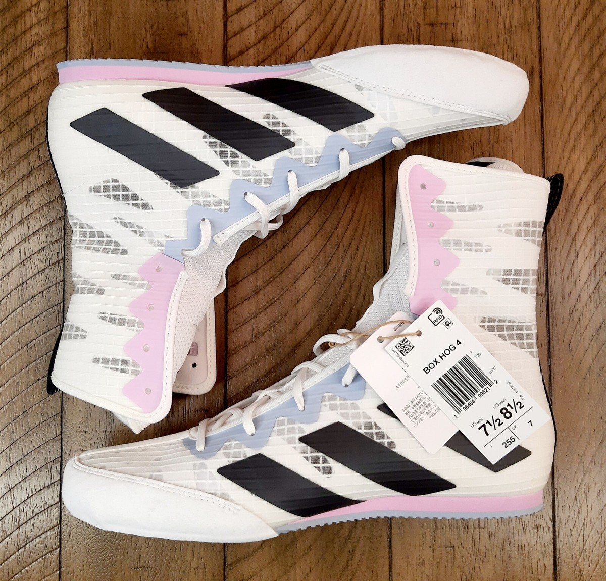 Adidas Box Hog 4 Boxing Boots White/Grey/Liac Unisex - Size Adidas Box Hog 4 Boxing Boots White/Grey/Liac Unisex - Size