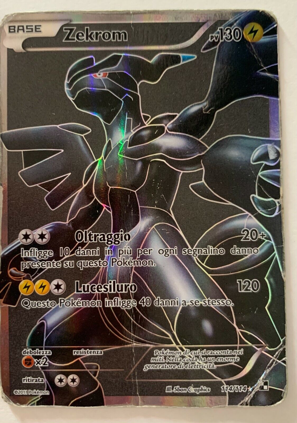 CARTA POKEMON ZEKROM FULL ART 114/114 BIANCO E NERO ITA BUONA