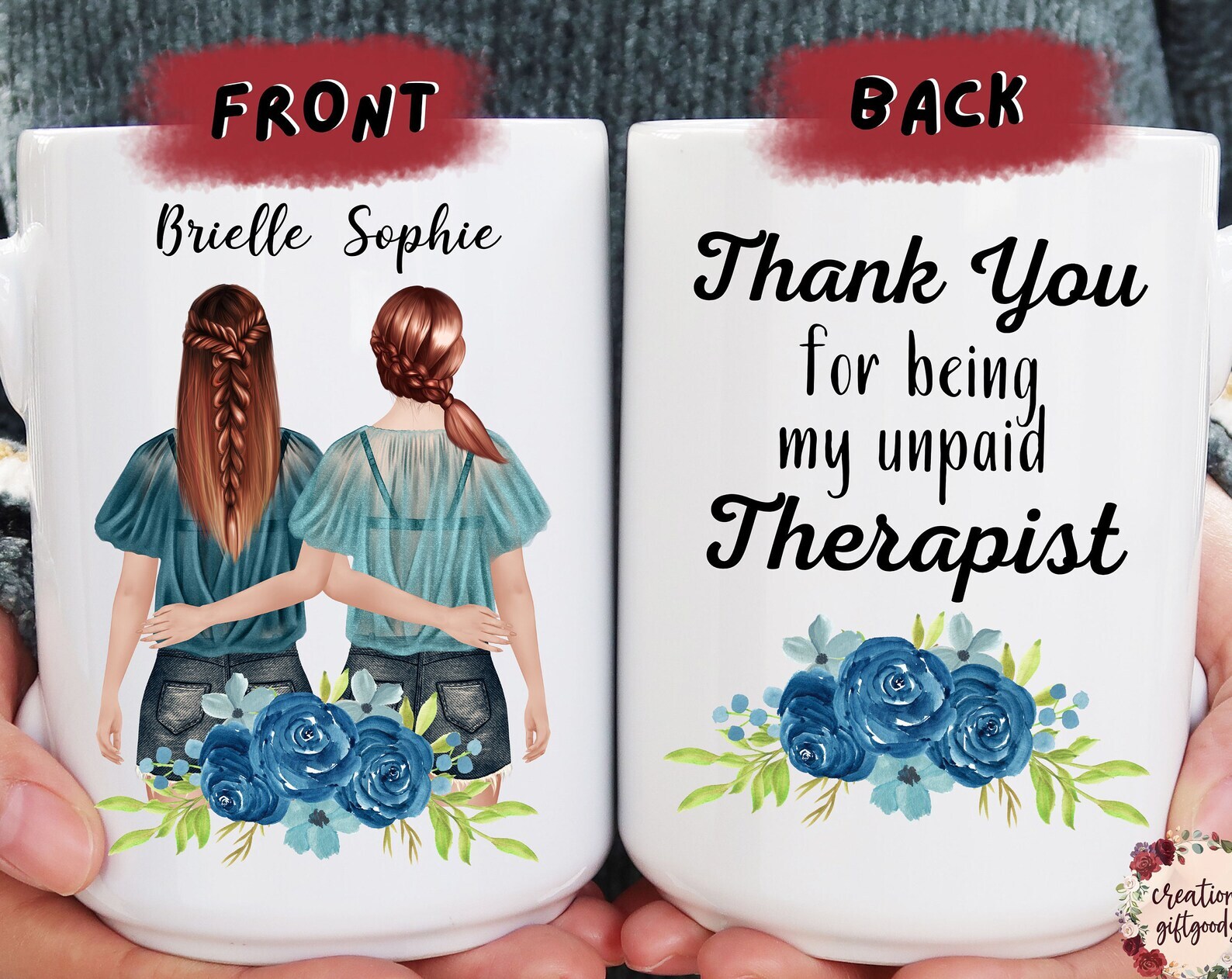 Custom Best Friend Mug Personalized Best Friend Gift Therapist Gift Long