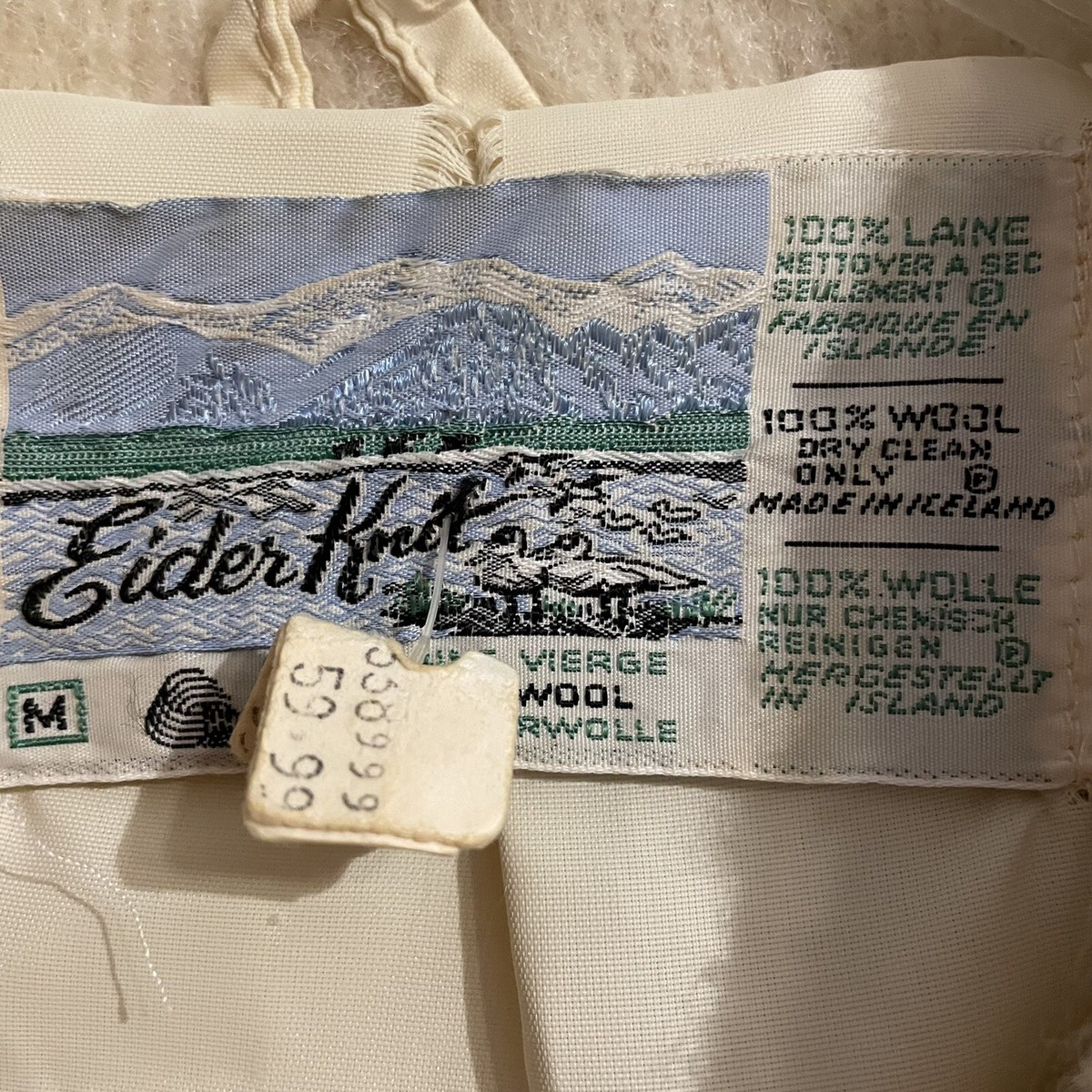 Vintage Eider Knit Wool Bomber Jacket Medium Cream Icelandic