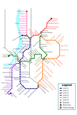 Kolkata Calcutta India Metro System Subway Diagram Transit Map Train Railroad