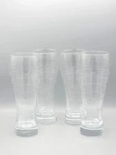 Vintage Gardener Clear 20oz Pilsner Glasses Diamond Etched Set of 4