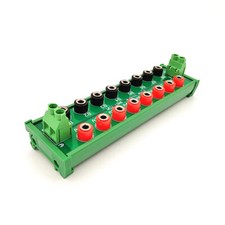 DIN Rail Mounting DC Power 2 x 8-Bit Banana Jack Power Distribution Module.