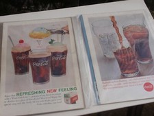 2 VINTAGE COCA COLA ADS ON CARDBOARD AND IN PLASTIC 1963 &1961
