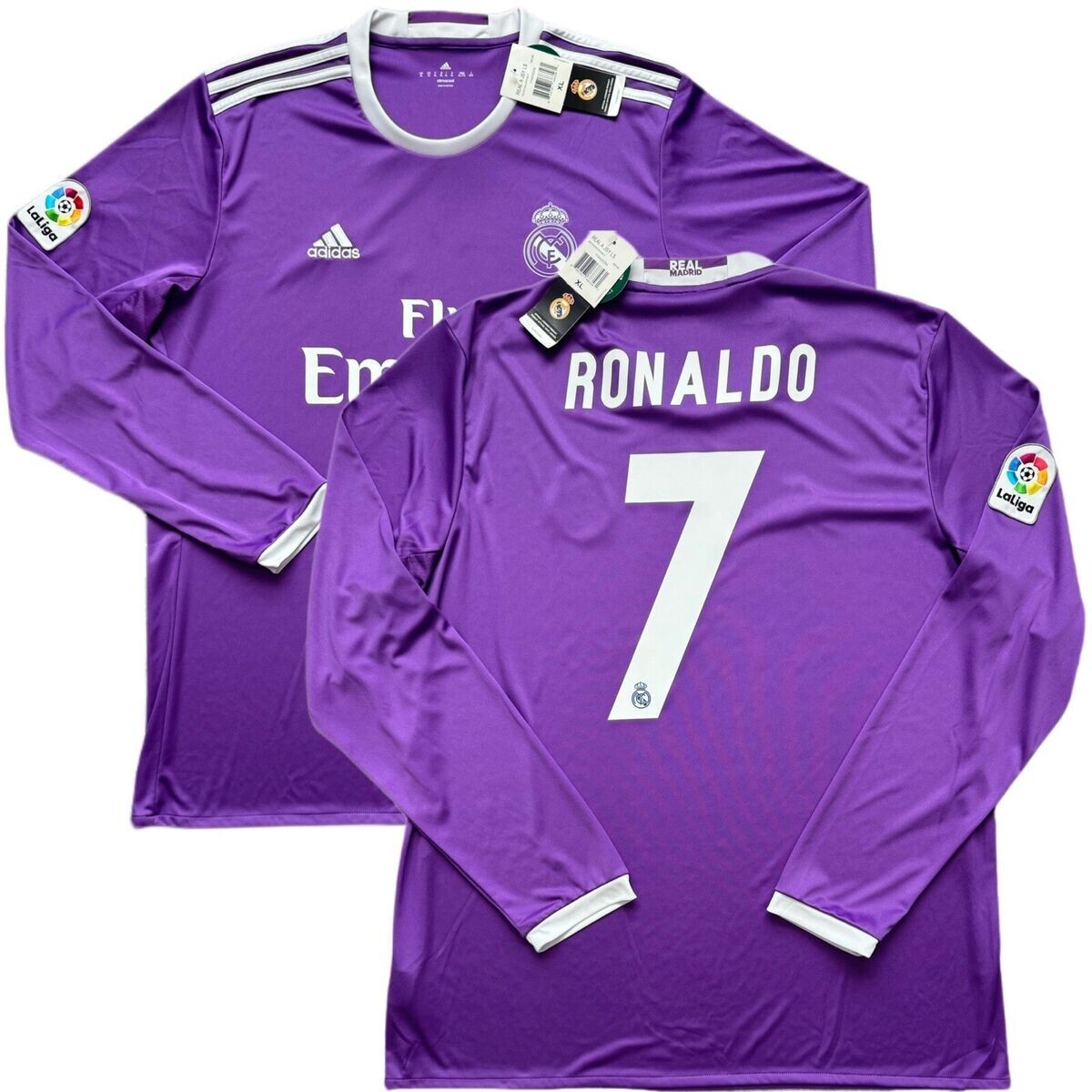 2016 Real Madrid Cristiano Ronaldo Purple Away Long Sleeve Size L