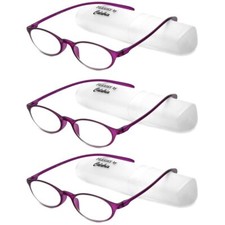Calabria 719 Flexie Oval Reading Glasses 3.00 Violet 3pack Men/Women Bendable