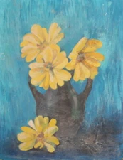 VINTAGE IMPRESSIONIST FLORAL OIL PAINTING STILL LIFE WITH FLOWERS