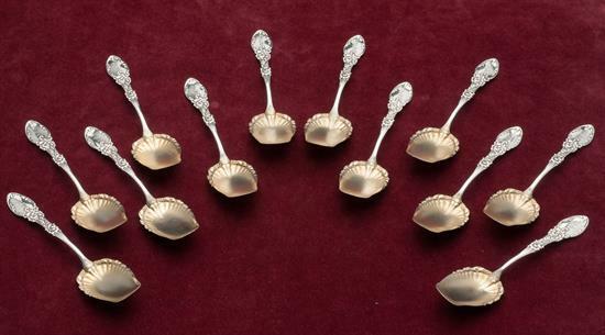 Tyrolean by Frank Whiting set of 12 Ice Cream Spoons, Sterling silver
