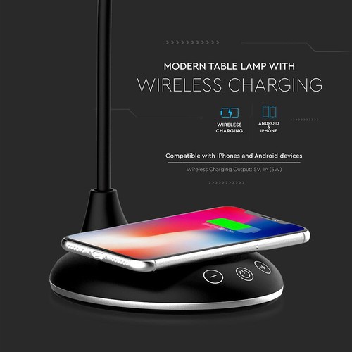 Tischlampe Tischleuchte Beistelllampe Wireless Charger dimmbar CCT schwarz LED - Bild 9 von 12