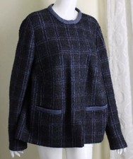 Chic Basler 50 XXL 1X 52B Navy Wool Tweed Sop...