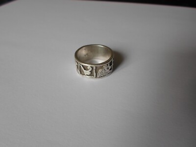 Bague En Argent Massif Symboles égyptiens - Taille Réglable à Partir Du 54, Occasion Argenté