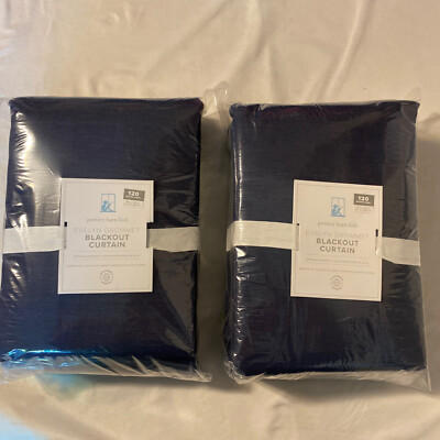 Set of 2 Pottery Barn Kids 44'' x 120'' Evelyn Grommet Blackout Curtains, Navy