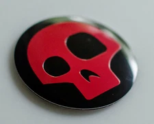 Aluminum Red Skull Auto Car Decal Sticker 2.20" Diameter DOME SHAPE