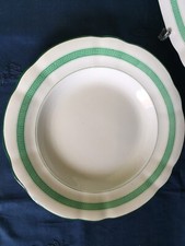 1874 Antico Vassoio Villeroy & Boch Piatto Tondo Portata Decoro Verde Porcellana